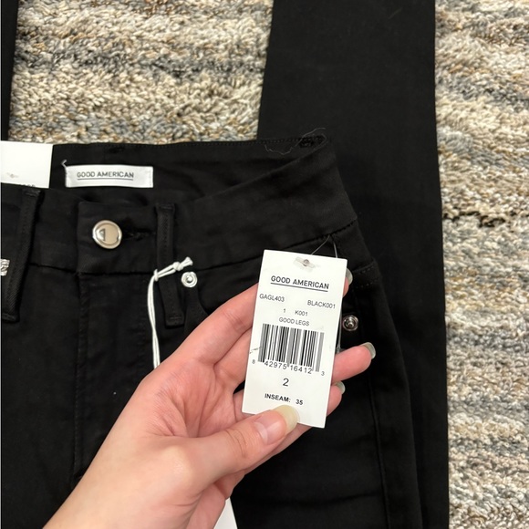 Good American Black High Rise Skinny Jeans Sz 2/26 NWT | Good American Good Legs - Picture 6 of 16